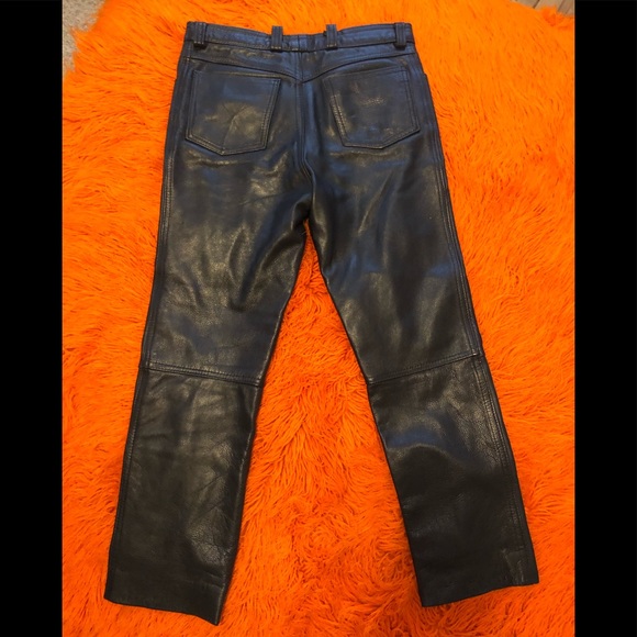 Men’s Black Leather pants sz.32 - Picture 1 of 14